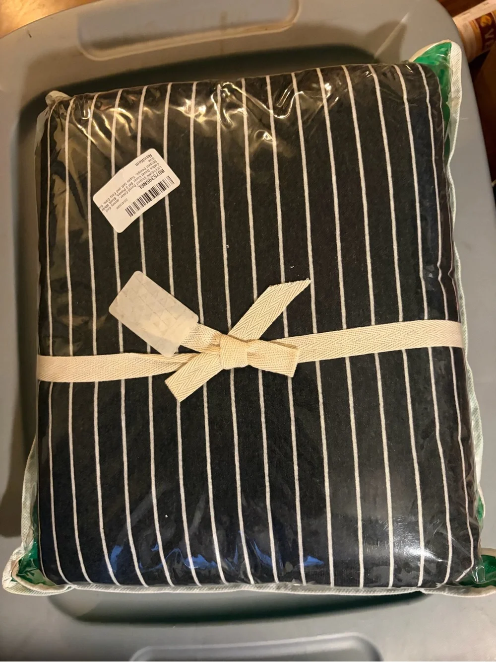 Heathered Charcoal White Stripes King Jersey Knit Cotton Duvet Cover Set